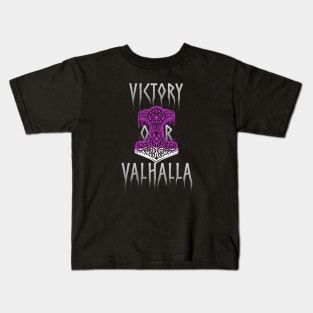 Victory or Valhalla Mjolnir Viking Norse Hammer of Thor Purple Kids T-Shirt